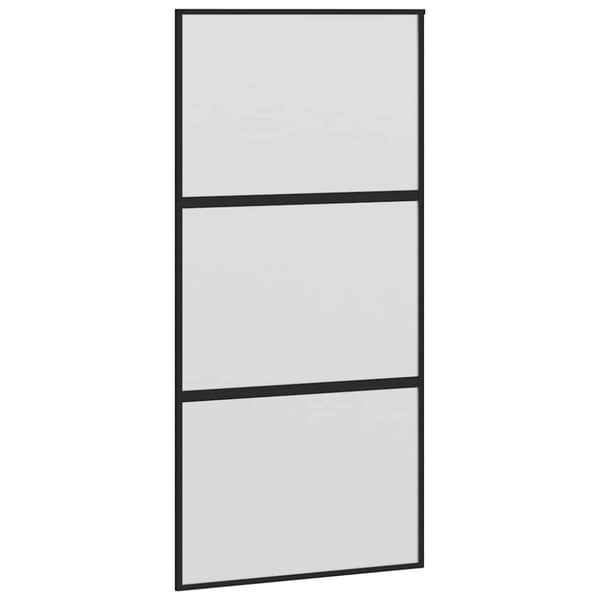 vidaXL skydedør med hardwaresæt 102,5x205 cm hærdet glas sort
