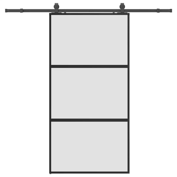 vidaXL skydedør med hardwaresæt 102,5x205 cm hærdet glas sort