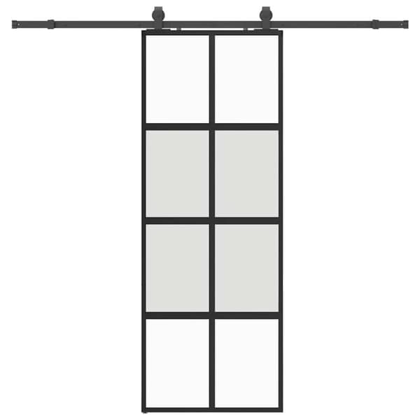 vidaXL liukuovi laitteistosarjalla musta 76x205 cm karkaistu lasi