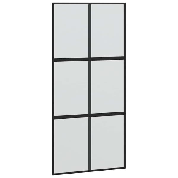 vidaXL liukuovi laitteistosarjalla musta 102,5x205 cm karkaistu lasi