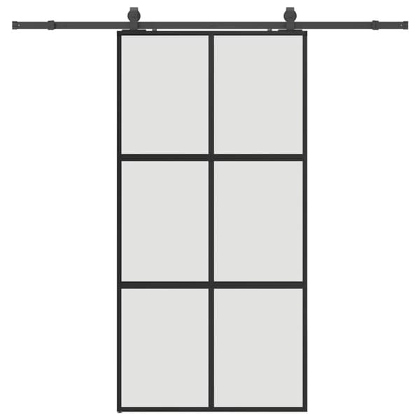 vidaXL liukuovi laitteistosarjalla musta 102,5x205 cm karkaistu lasi