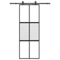 Miniatyrbillede 3 af 10: vidaXL skydedør med hardwaresæt 76x205 cm hærdet glas sort