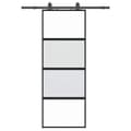 Miniatyrbillede 3 af 10: vidaXL skydedør med hardwaresæt 76x205 cm hærdet glas sort
