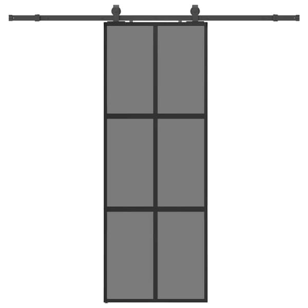 vidaXL liukuovi laitteistosarjalla musta 76x205 cm karkaistu lasi