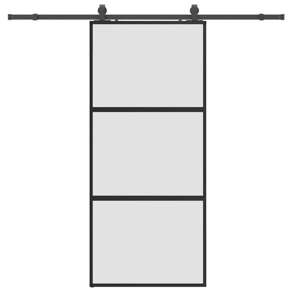 vidaXL liukuovi laitteistosarjalla musta 90x205 cm karkaistu lasi