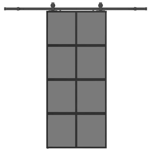 vidaXL liukuovi laitteistosarjalla musta 90x205 cm karkaistu lasi