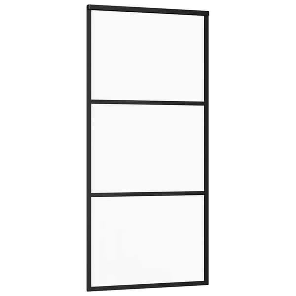 vidaXL Liukuovi asennustarvikkeilla musta 90x205 cm ESG lasi