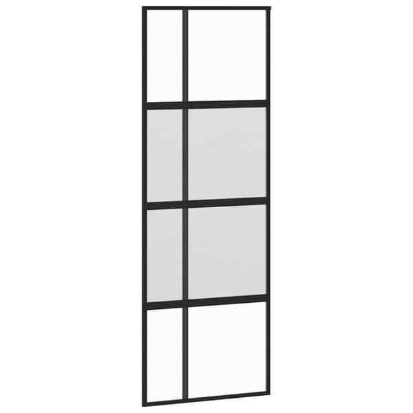 vidaXL skydedør med hardwaresæt 76x205 cm hærdet glas sort