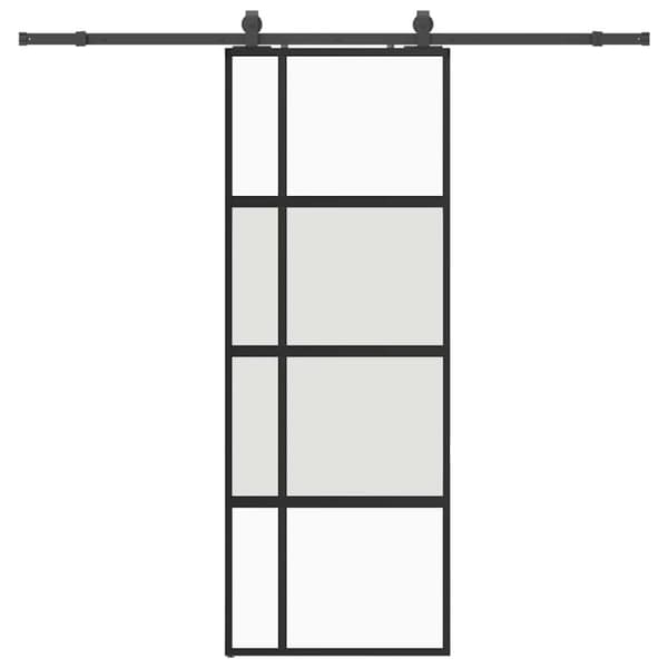 vidaXL liukuovi laitteistosarjalla musta 76x205 cm karkaistu lasi