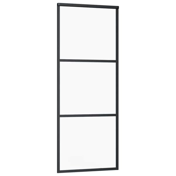 vidaXL Liukuovi asennustarvikkeilla musta 76x205 cm ESG lasi