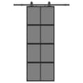 Miniatyrbillede 3 af 10: vidaXL skydedør med hardwaresæt 76x205 cm hærdet glas sort
