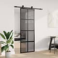Miniatyrbillede 4 af 10: vidaXL skydedør med hardwaresæt 76x205 cm hærdet glas sort