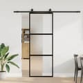 Miniatyrbillede 1 af 10: vidaXL skydedør med hardwaresæt 76x205 cm hærdet glas sort