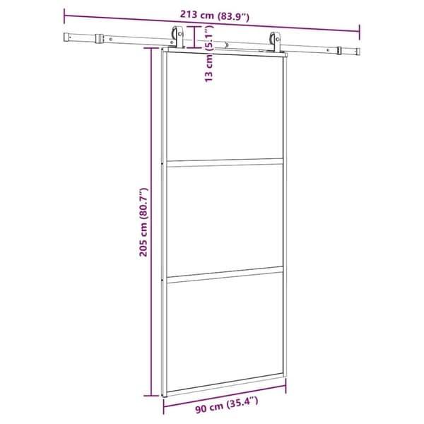 vidaXL skydedør med hardwaresæt 90x205 cm hærdet glas sort