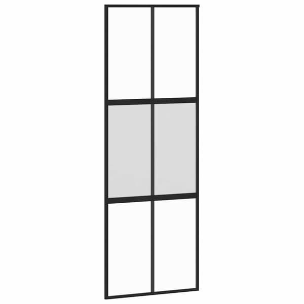 vidaXL Skjutdörr med beslag svart 76x205 cm härdat glas