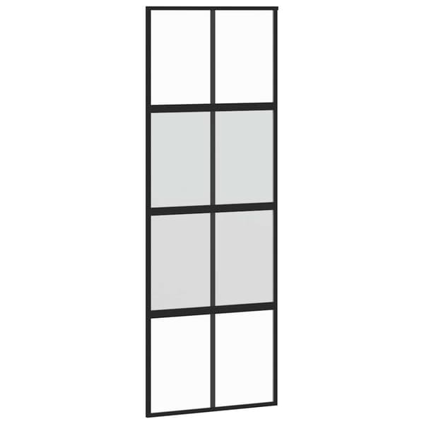 vidaXL Skjutdörr med beslag svart 76x205 cm härdat glas