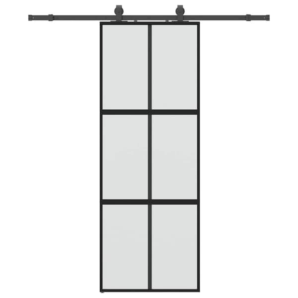 vidaXL Skjutdörr med beslag svart 76x205 cm härdat glas