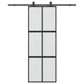 Miniatyrbild 1 av 10: vidaXL Skjutdörr med beslag svart 76x205 cm härdat glas