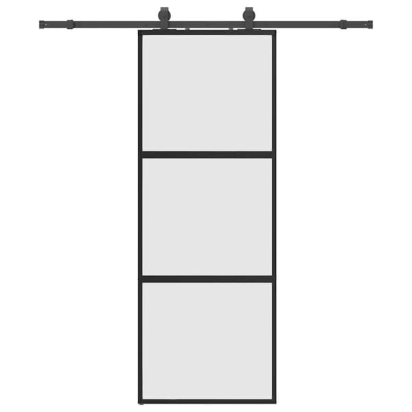 vidaXL Skyvedør med monteringssett svart 76x205 cm herdet glass