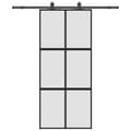 Miniatyrbild 3 av 10: vidaXL Skjutdörr med beslagssats svart 90x205 cm härdat glas