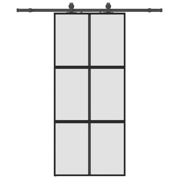 vidaXL Skyvedør med monteringssett svart 90x205 cm herdet glass