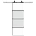 Miniatyrbild 3 av 10: vidaXL Skjutdörr med beslag svart 76x205 cm härdat glas