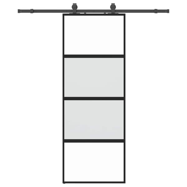 vidaXL Skjutdörr med beslag svart 76x205 cm härdat glas