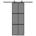 Miniatyrbild 3 av 10: vidaXL Skjutdörr med beslag svart 76x205 cm härdat glas