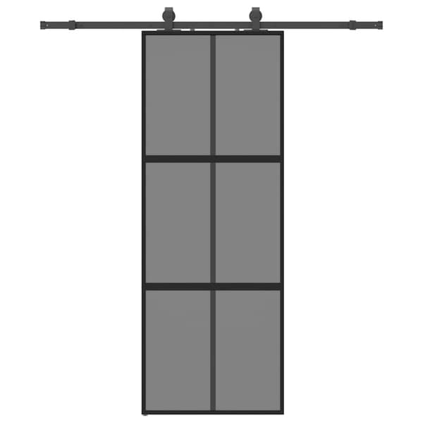 vidaXL Skjutdörr med beslag svart 76x205 cm härdat glas
