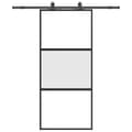 Miniatyrbild 3 av 10: vidaXL Skjutdörr med beslagssats svart 90x205 cm härdat glas
