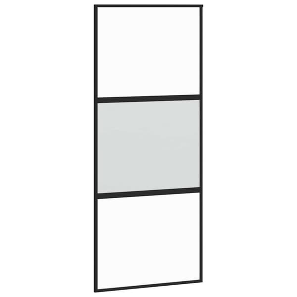 vidaXL Skjutdörr med beslagssats svart 90x205 cm härdat glas