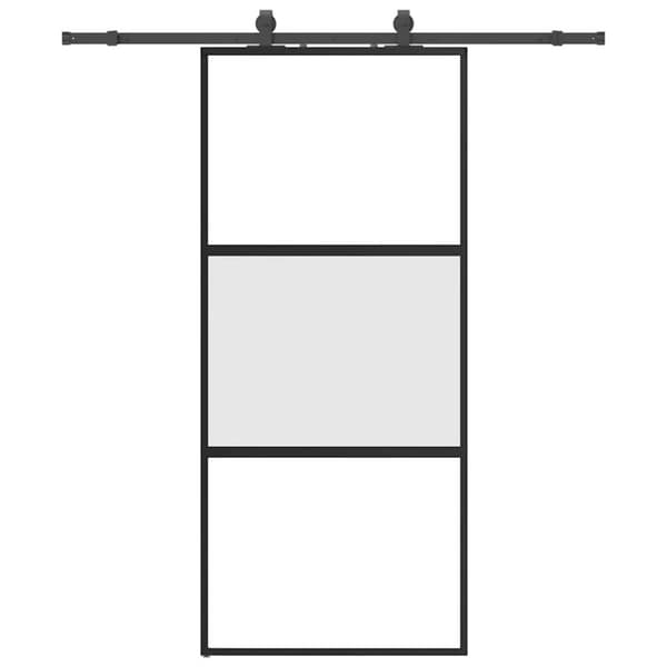 vidaXL Skyvedør med monteringssett svart 90x205 cm herdet glass