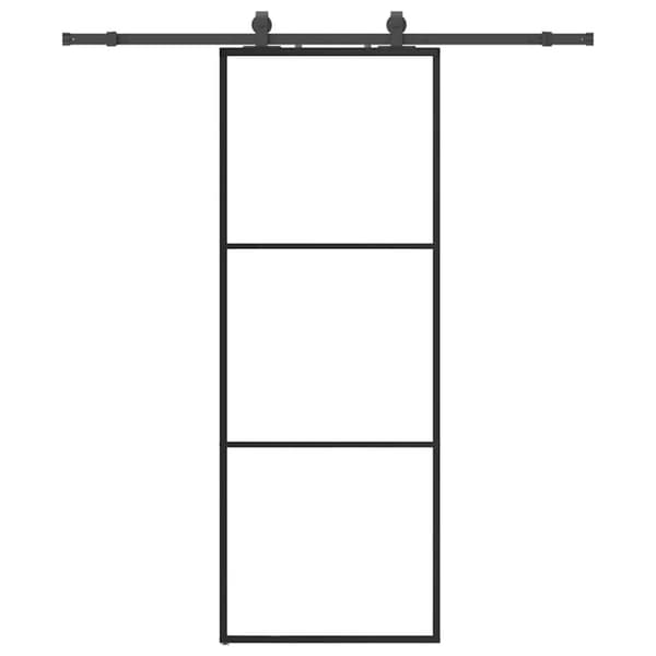 vidaXL Skjutdörr med beslag svart 76x205 cm ESG-glas