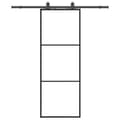 Miniatyrbild 3 av 10: vidaXL Skjutdörr med beslag svart 76x205 cm ESG-glas
