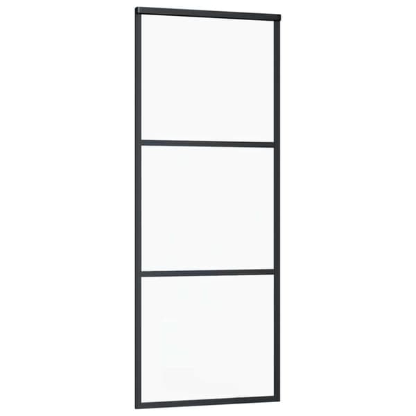vidaXL Skjutdörr med beslag svart 76x205 cm ESG-glas