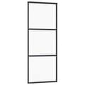 Miniatyrbild 6 av 10: vidaXL Skjutdörr med beslag svart 76x205 cm ESG-glas