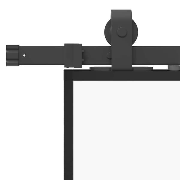 vidaXL Skjutdörr med beslag svart 76x205 cm ESG-glas