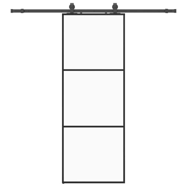 vidaXL Skjutdörr med beslag svart 76x205 cm ESG-glas