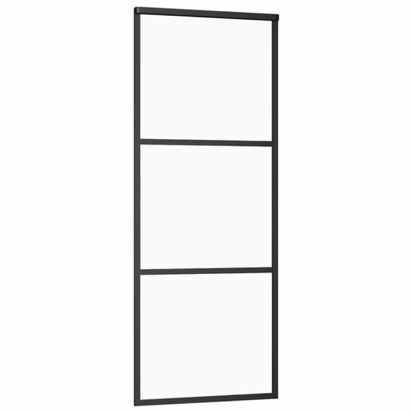 vidaXL Skjutdörr med beslag svart 76x205 cm ESG-glas