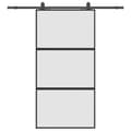 Miniatyrbild 3 av 10: vidaXL Skjutdörr med beslag svart 102,5x205 cm härdat glas