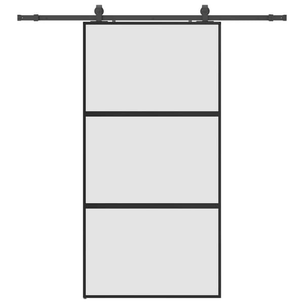 vidaXL Skjutdörr med beslag svart 102,5x205 cm härdat glas
