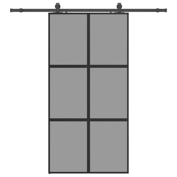 vidaXL Skjutdörr med beslag svart 102,5x205 cm härdat glas
