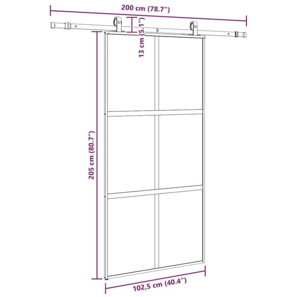 vidaXL Skjutdörr med beslag svart 102,5x205 cm härdat glas