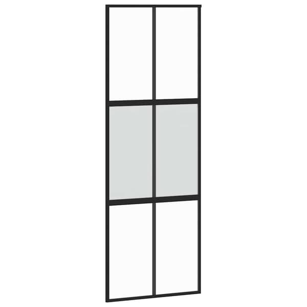 vidaXL Skyvedør med monteringssett svart 76x205 cm herdet glass