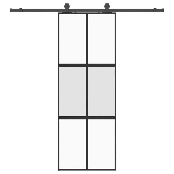 vidaXL Skyvedør med monteringssett svart 76x205 cm herdet glass
