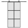 Miniatyrbild 3 av 10: vidaXL Skjutdörr med beslag svart 102,5x205 cm härdat glas