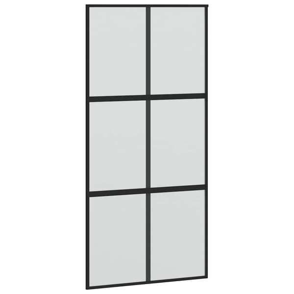 vidaXL Skjutdörr med beslag svart 102,5x205 cm härdat glas