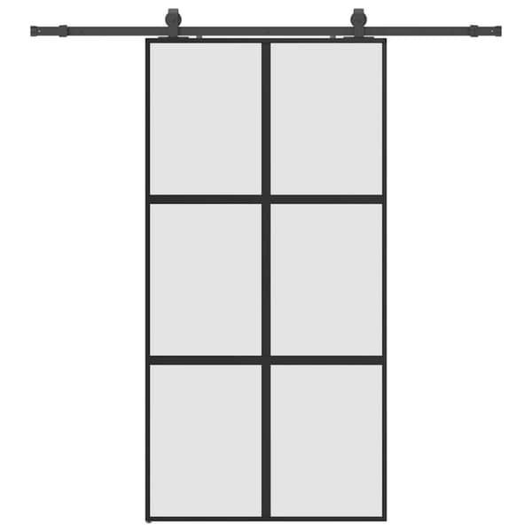 vidaXL Skjutdörr med beslag svart 102,5x205 cm härdat glas