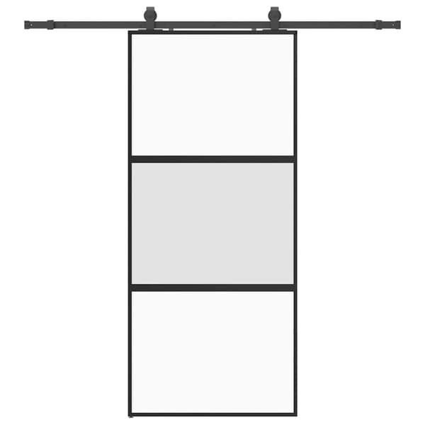 vidaXL Skjutdörr med beslagssats svart 90x205 cm härdat glas