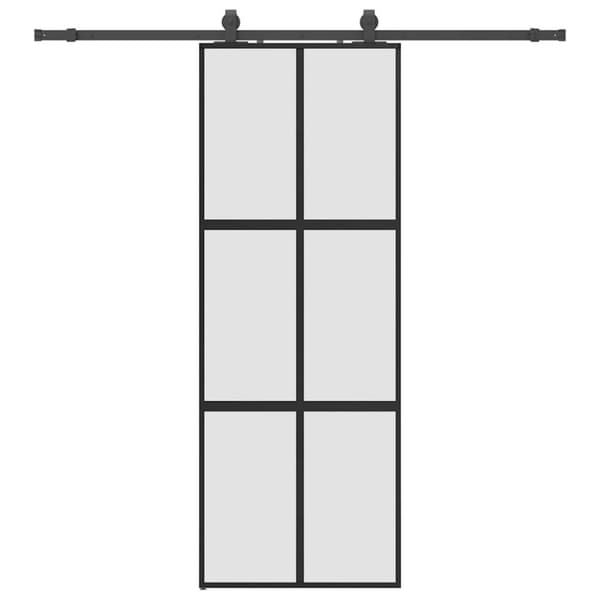 vidaXL Skjutdörr med beslag svart 76x205 cm härdat glas